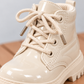 Bottines à lacets vernies pour fille avec semelles épaisses et détails d'ours mignons