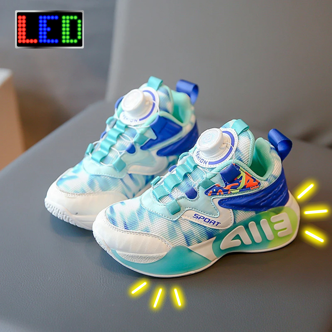 ED Light-Up Kids Sneakers with Slip-On Rotary Buckle – Comfortable, Durable, Non-Slip All-Season Shoes for Boys & Girls