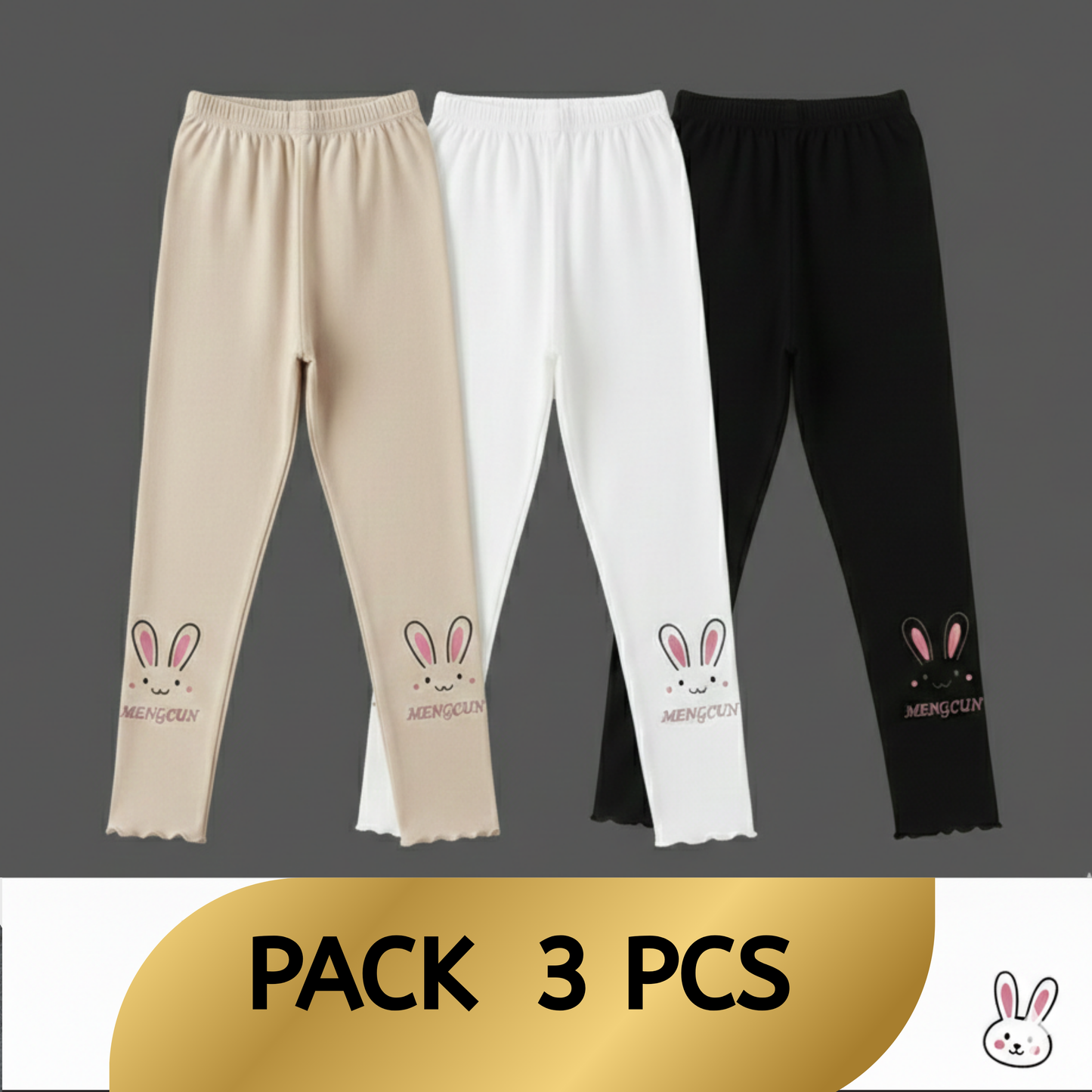 Pack of 3 high-quality elastic pants for girls