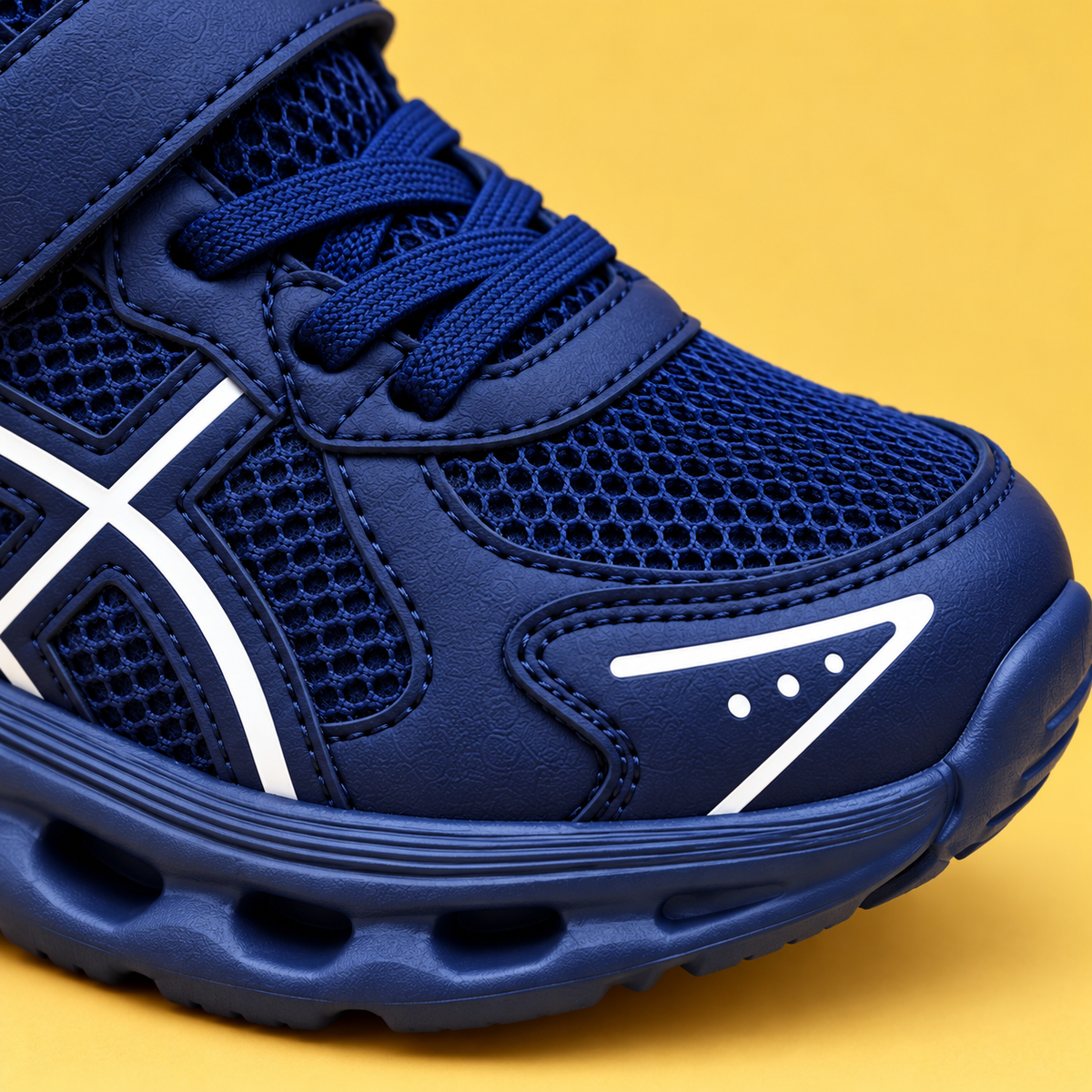 Kids’ Sporty Mesh Sneakers with Contrasting Side Details, Sculpted Cutout Soles and Lace-Up or Hook-and-Loop Fastening — Everyday Shoes