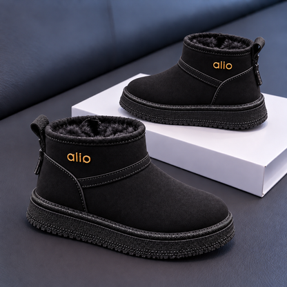 Kids’ Cozy Plush-Lined Winter Ankle Boots with a Soft Suede-Look Finish, Rounded Toe and Classic Everyday Style – Available in Pink, Khaki and Black
