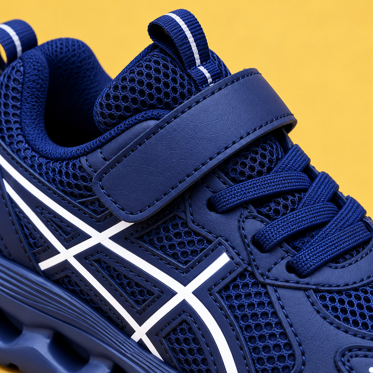 Kids’ Sporty Mesh Sneakers with Contrasting Side Details, Sculpted Cutout Soles and Lace-Up or Hook-and-Loop Fastening — Everyday Shoes