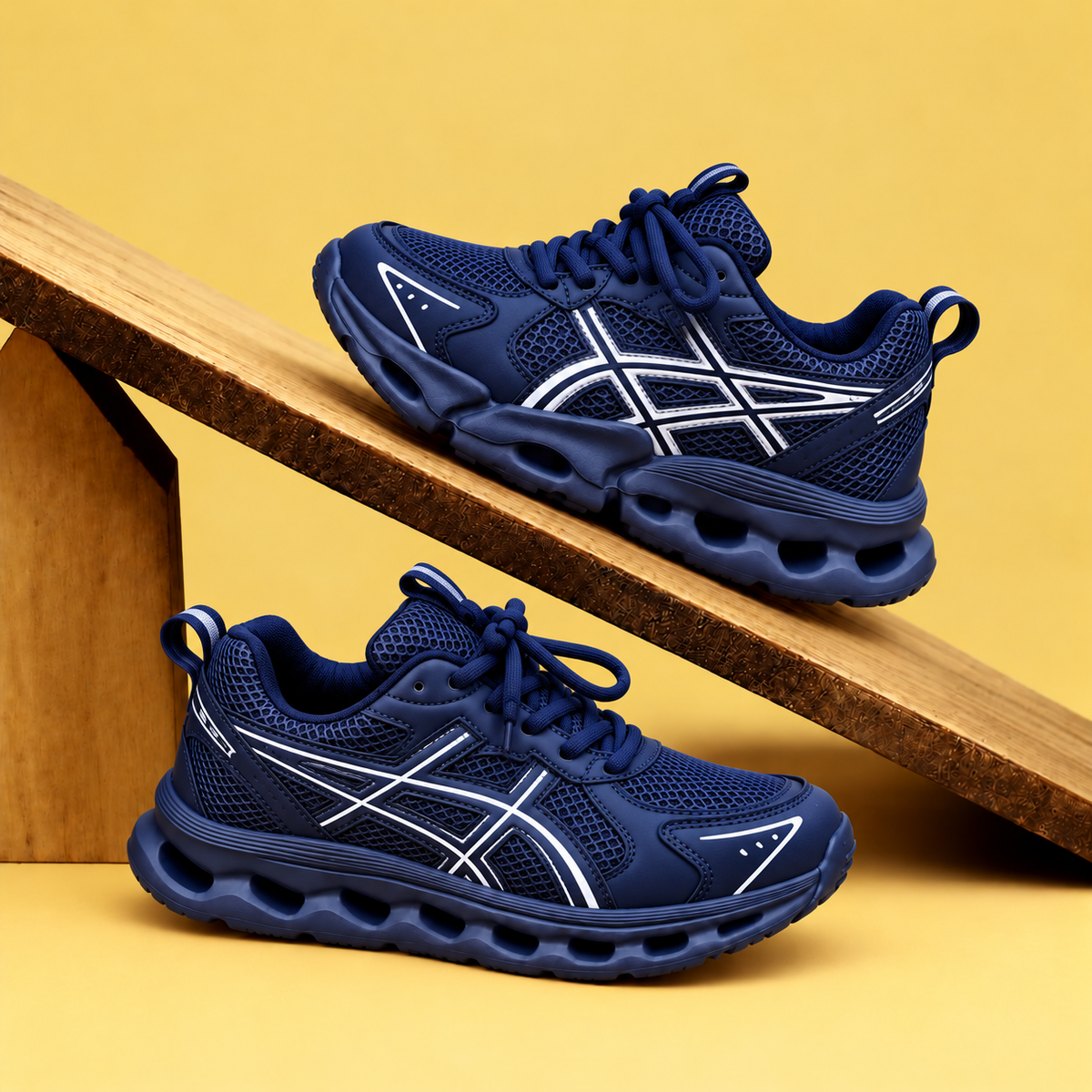 Kids’ Sporty Mesh Sneakers with Contrasting Side Details, Sculpted Cutout Soles and Lace-Up or Hook-and-Loop Fastening — Everyday Shoes
