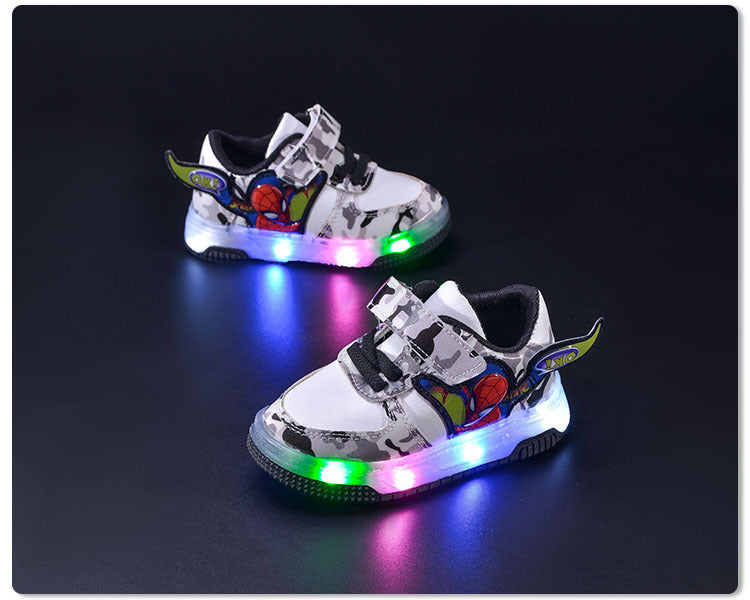 Baskets lumineuses à LED pour enfants – Chaussures de sport clignotantes à motif dessin animé pour garçons 