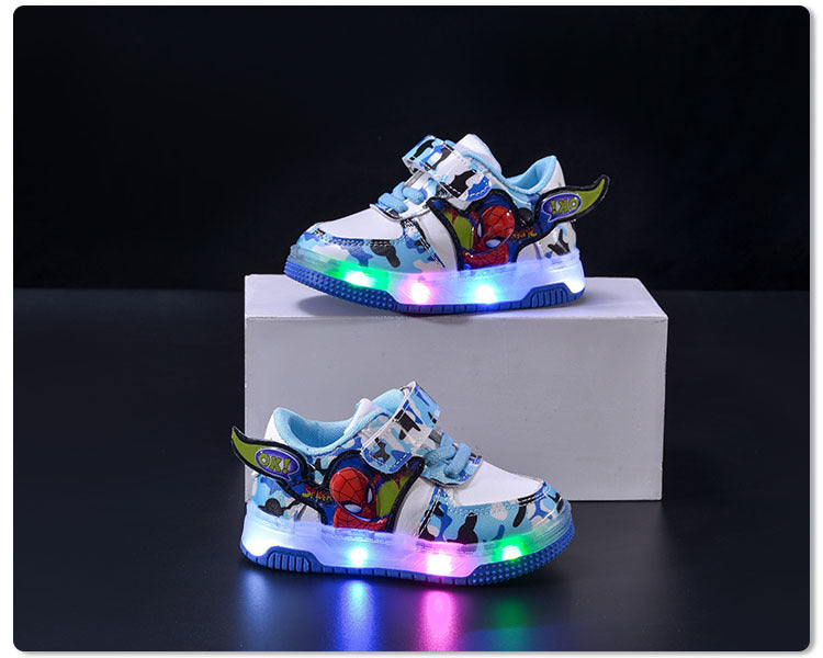 Baskets lumineuses à LED pour enfants – Chaussures de sport clignotantes à motif dessin animé pour garçons 