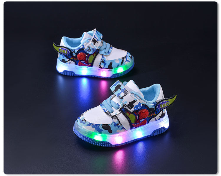 Baskets lumineuses à LED pour enfants – Chaussures de sport clignotantes à motif dessin animé pour garçons 