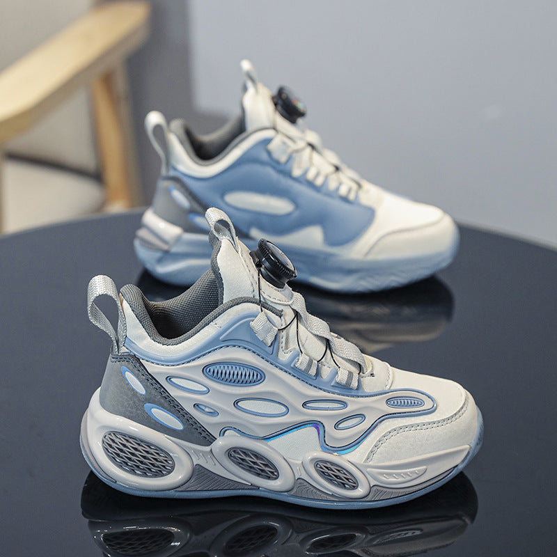 Baskets en maille pour garçon 2025 – Chaussures de course légères et respirantes avec boucle rotative, chaussures de sport résistantes à l'usure pour le printemps et l'automne