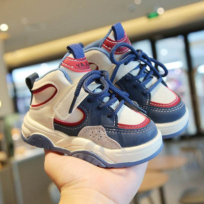 Autumn Children's High-Top Lightweight Sneakers – Soft-Soled Fashion Basketball Shoes for Boys & Girls - IRRAKIDS