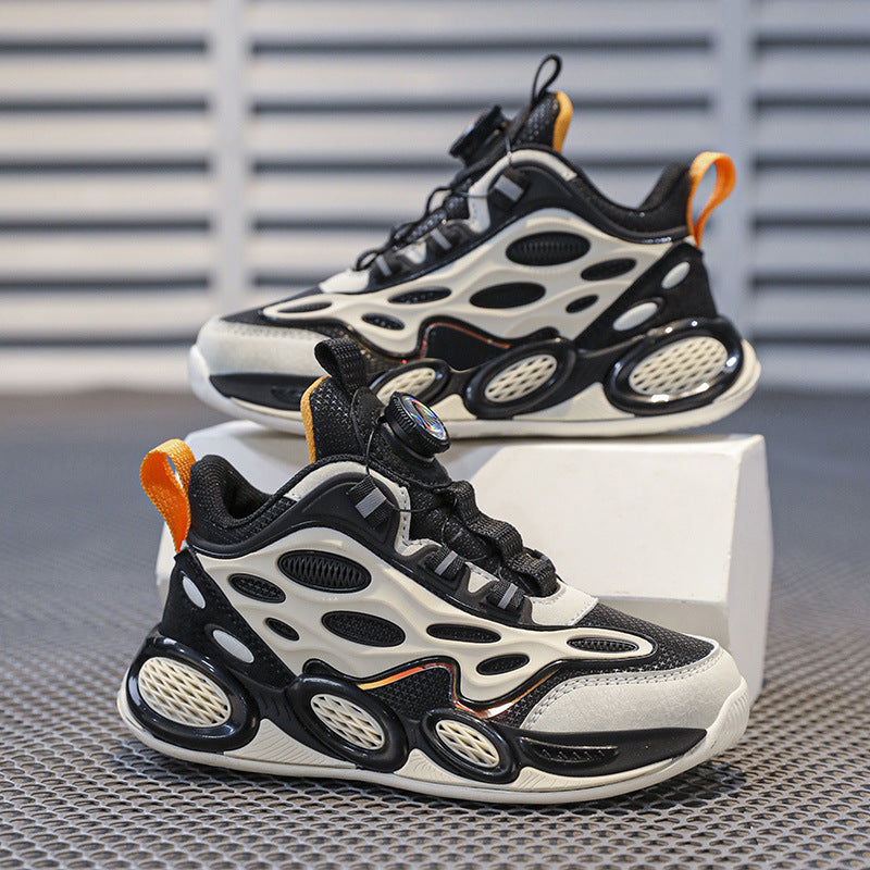 Baskets en maille pour garçon 2025 – Chaussures de course légères et respirantes avec boucle rotative, chaussures de sport résistantes à l'usure pour le printemps et l'automne