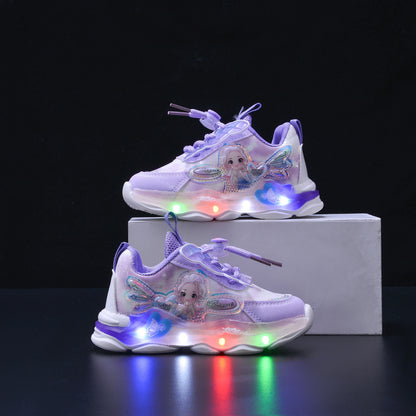 Chaussures de sport princesse avec papillon à LED brillantes pour filles – Collection printemps 2025