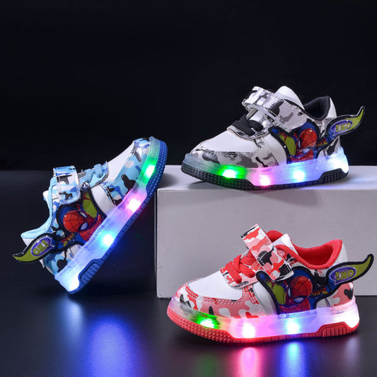 Baskets lumineuses à LED pour enfants – Chaussures de sport clignotantes à motif dessin animé pour garçons 