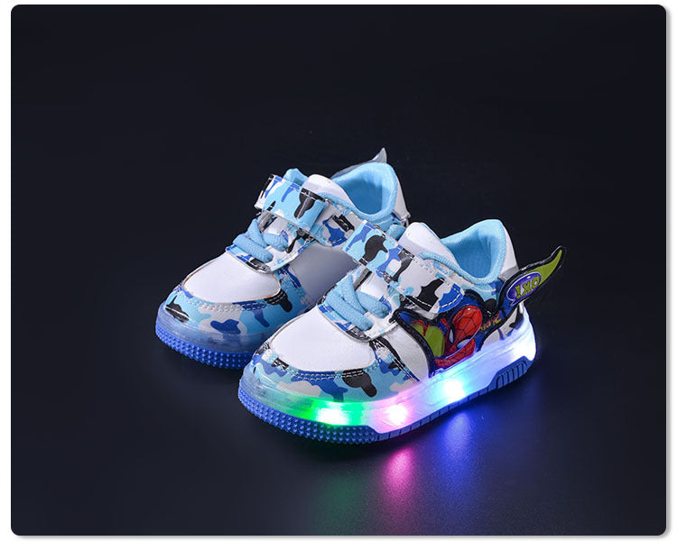 Baskets lumineuses à LED pour enfants – Chaussures de sport clignotantes à motif dessin animé pour garçons 