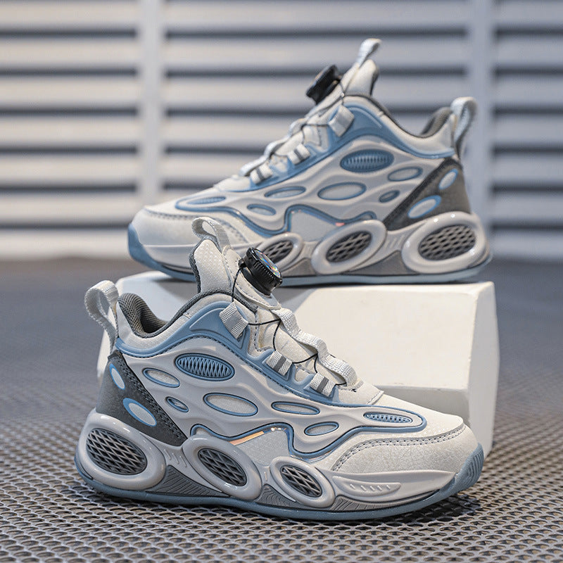 Baskets en maille pour garçon 2025 – Chaussures de course légères et respirantes avec boucle rotative, chaussures de sport résistantes à l'usure pour le printemps et l'automne