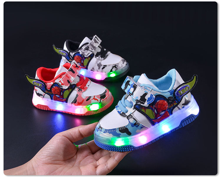 Baskets lumineuses à LED pour enfants – Chaussures de sport clignotantes à motif dessin animé pour garçons 