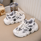 Kids’ Trendy Chunky Sneakers with Patterned Panels, Adjustable Lace-Up Fastening and Bold Circular Sole Details – Stylish Everyday Shoes for Boys and Girls