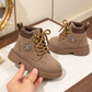 Bottines à lacets pour enfant avec cols rembourrés, semelles épaisses et style outdoor classique – Disponibles en noir, camel et taupe