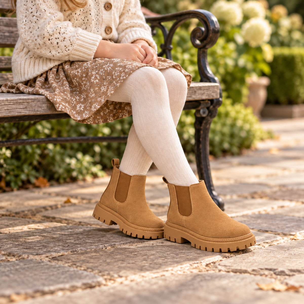 Kids’ Stylish Chelsea Ankle Boots with Elastic Side Panels, Rounded Toes and Chunky Treaded Sole