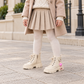 Bottines à lacets vernies pour fille avec breloques perlées et semelles épaisses