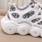 Kids’ Trendy Chunky Sneakers with Patterned Panels, Adjustable Lace-Up Fastening and Bold Circular Sole Details – Stylish Everyday Shoes for Boys and Girls
