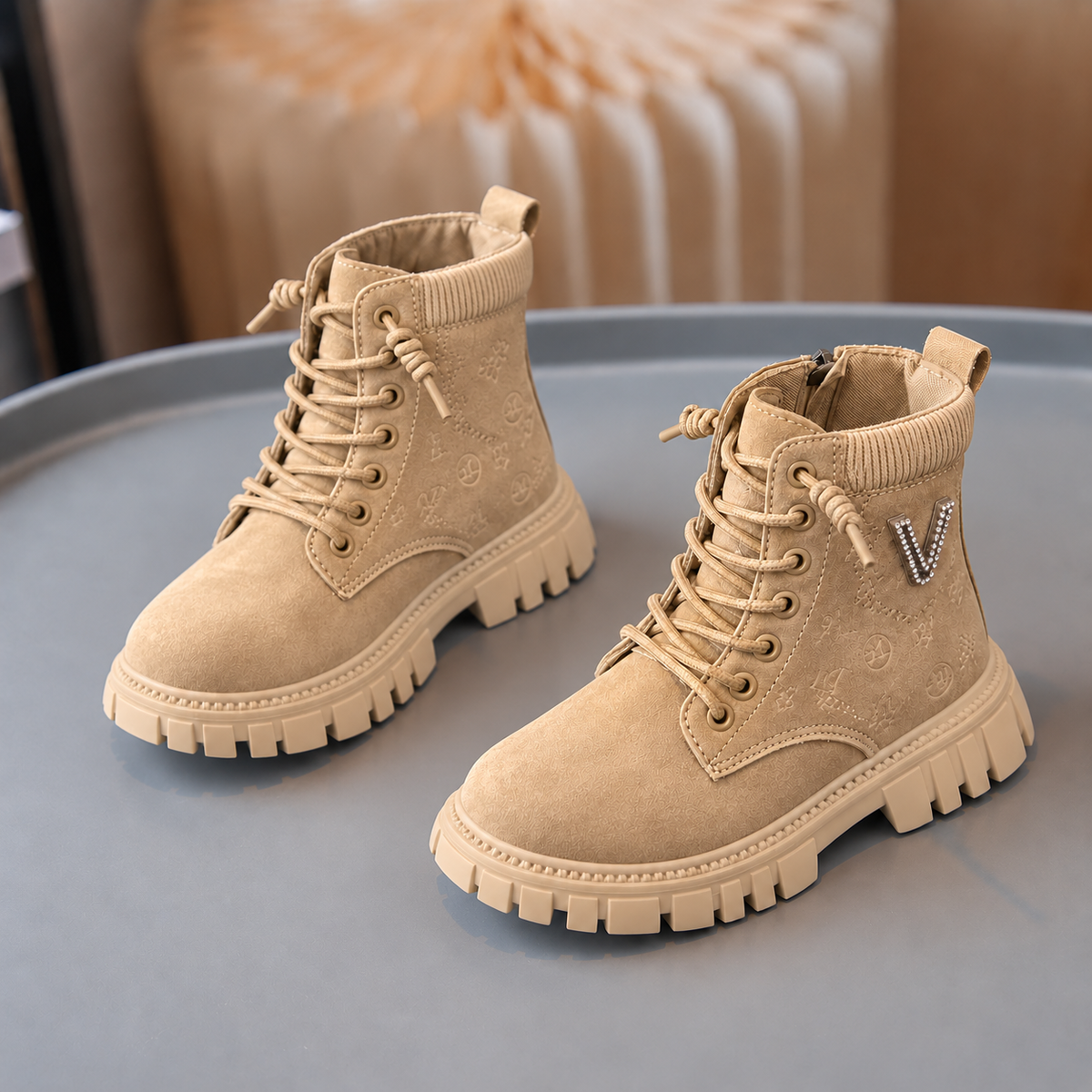 Premium Kids Winter Boots – Stylish High-Top Lace-Up Shoes with Comfortable Fit, Durable Non-Slip Sole & Warm