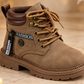 Bottines pour enfant à lacets sur le devant, fermeture éclair latérale, col rembourré et semelle épaisse – Élégantes bottines effet daim en noir, camel et kaki pour les tenues d’automne et d’hiver