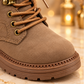 Bottines pour enfant à lacets sur le devant, fermeture éclair latérale, col rembourré et semelle épaisse – Élégantes bottines effet daim en noir, camel et kaki pour les tenues d’automne et d’hiver