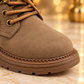 Bottines pour enfant à lacets sur le devant, fermeture éclair latérale, col rembourré et semelle épaisse – Élégantes bottines effet daim en noir, camel et kaki pour les tenues d’automne et d’hiver