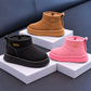 Kids’ Cozy Plush-Lined Winter Ankle Boots with a Soft Suede-Look Finish, Rounded Toe and Classic Everyday Style – Available in Pink, Khaki and Black