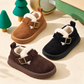 Kids’ Cozy Fleece-Lined Ankle Shoes with a Suede-Look Finish, Classic Buckle Detail and Chunky Sole for Charming Autumn and Winter Outfits