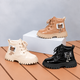Bottines à lacets vernies pour fille avec semelles épaisses et détails d'ours mignons