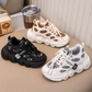 Kids’ Trendy Chunky Sneakers with Patterned Panels, Adjustable Lace-Up Fastening and Bold Circular Sole Details – Stylish Everyday Shoes for Boys and Girls
