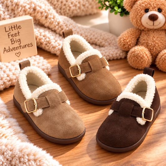 Little Charm – Kids’ Cozy Buckle Shoes with Fluffy Lining