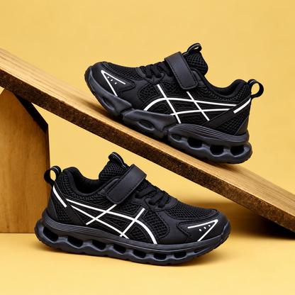 Kids’ Sporty Mesh Sneakers with Contrasting Side Details, Sculpted Cutout Soles and Lace-Up or Hook-and-Loop Fastening — Everyday Shoes