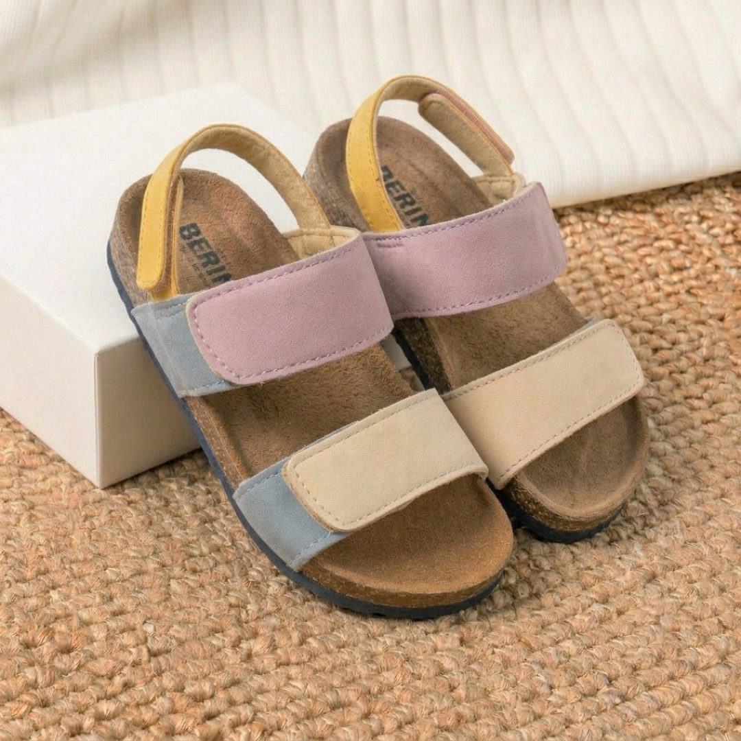 Sandales enfants colorblock à bride velcro avec maintien arrière