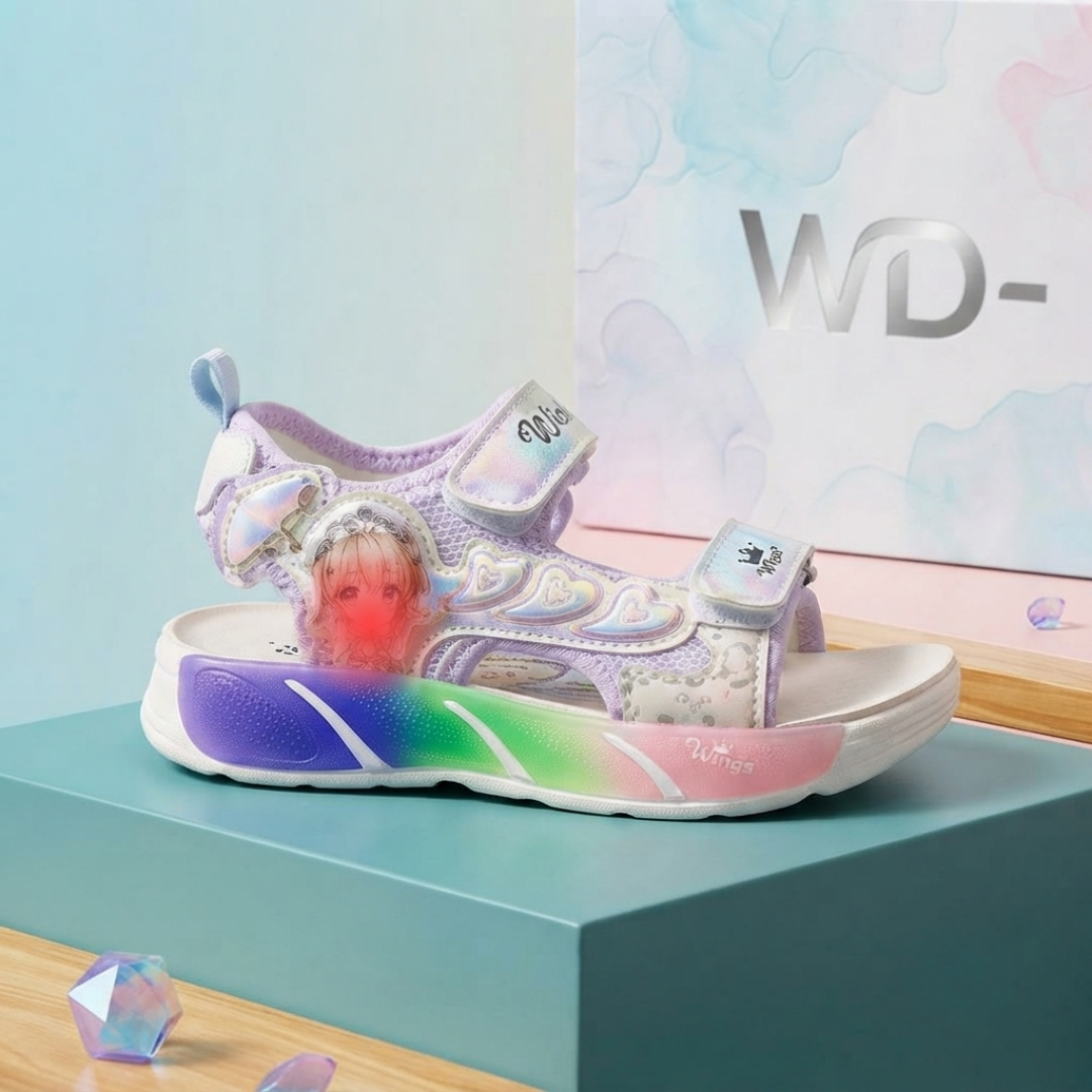 Sandales de sport lumineuses à LED pour filles – Motif cœur de dessin animé mignon | Sandales d'été légères, douces et réglables (Copie)