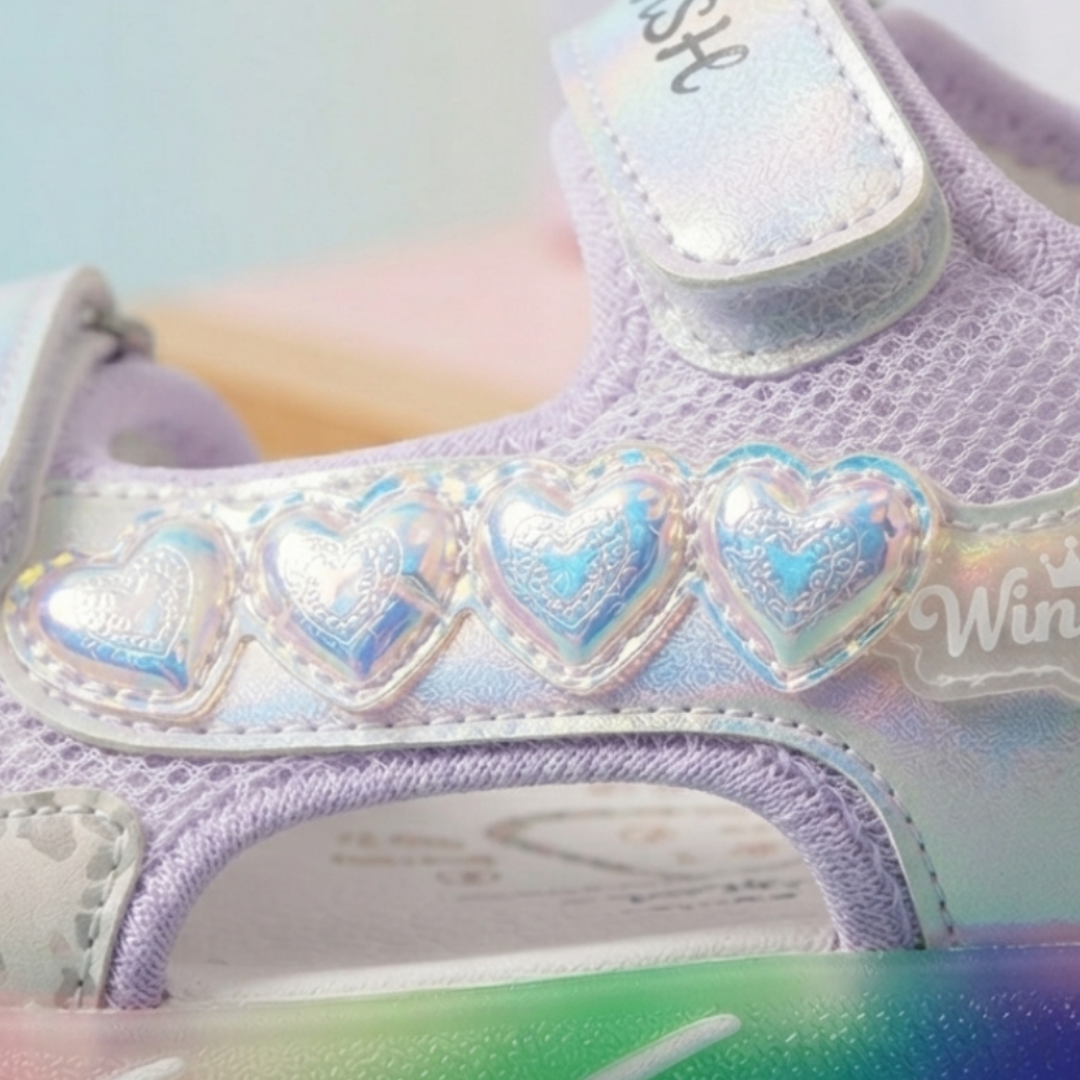Sandales de sport lumineuses à LED pour filles – Motif cœur de dessin animé mignon | Sandales d'été légères, douces et réglables (Copie)