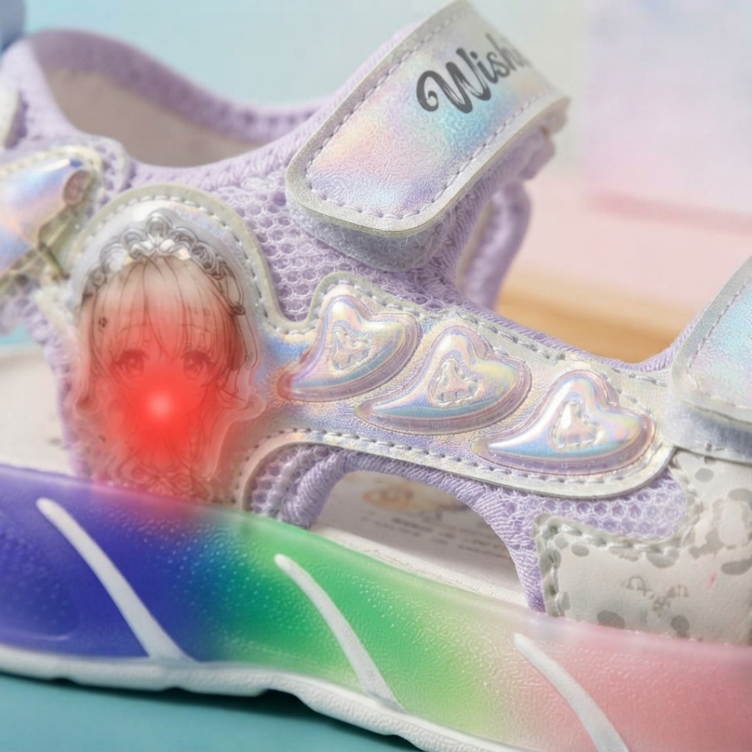Sandales de sport lumineuses à LED pour filles – Motif cœur de dessin animé mignon | Sandales d'été légères, douces et réglables (Copie)
