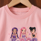 K-Pop Girls Summer Set – Pink T-Shirt & Denim Skirt