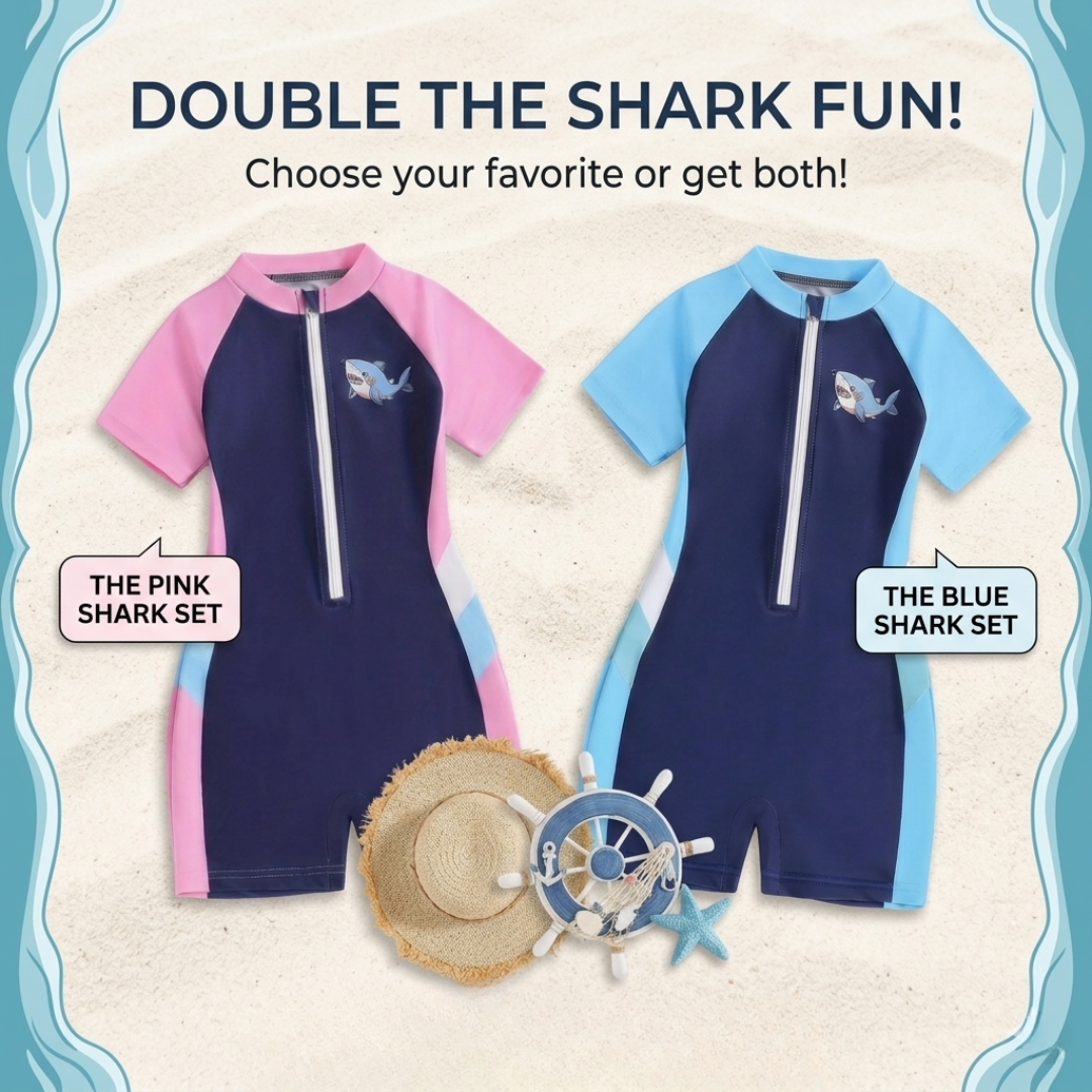 Kids Shark Swim Suit – One-Piece UV Protection Swimwear