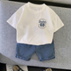 Boys Boston Varsity Graphic T-Shirt & Denim Shorts Set – Casual Summer Outfit