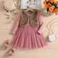 🌸 Ensemble robe en tulle Princesse élégante pour filles avec gilet en fausse fourrure