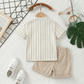 Ensemble de tenue d'été 2026 pour enfants, chemise rayée en coton, short et robe, vêtements doux et respirants pour garçons et filles