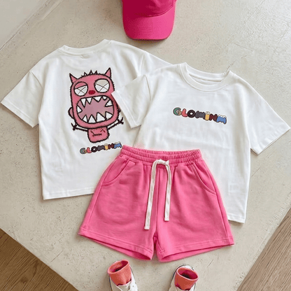 Girls' Cartoon Graphic Tee & Shorts Set