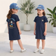 Chemise longue en pur coton pour filles – Robe d'été décontractée avec motif de dessin animé et chapeau assorti