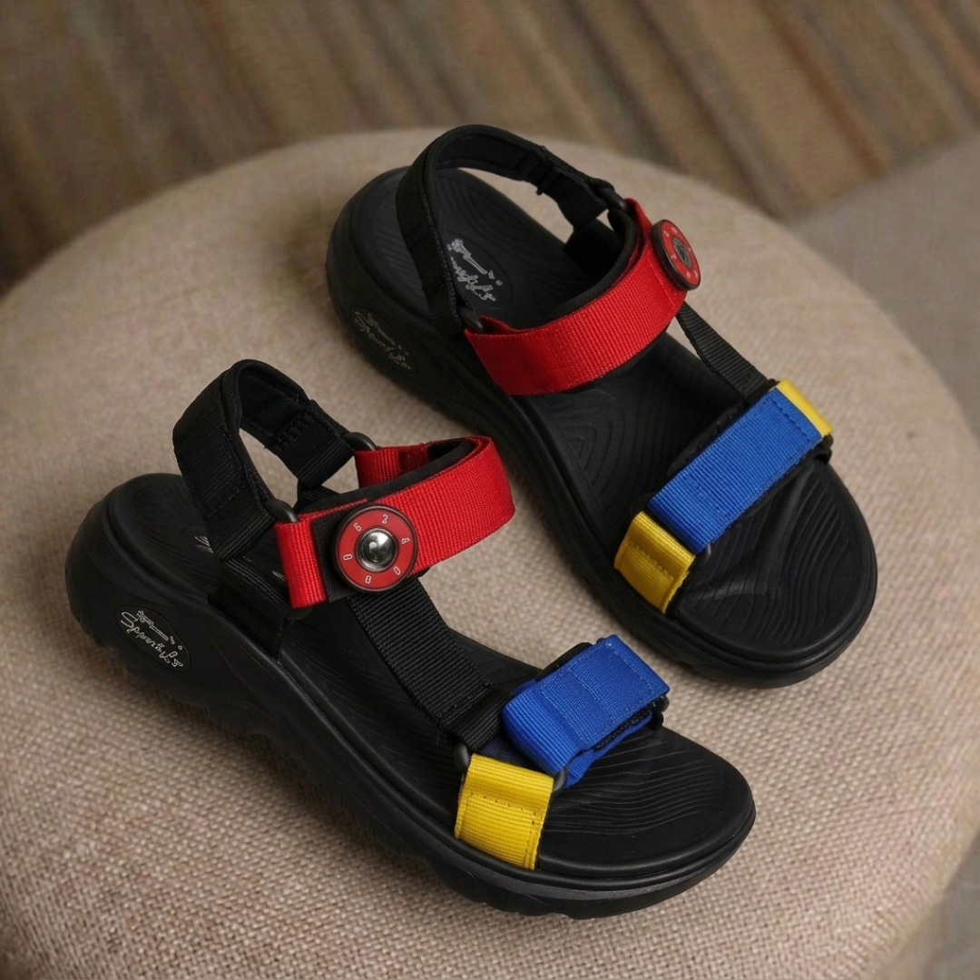 Boys Color Block Adjustable Sports Sandals – Lightweight Outdoor & Casual Comfort Sandals
