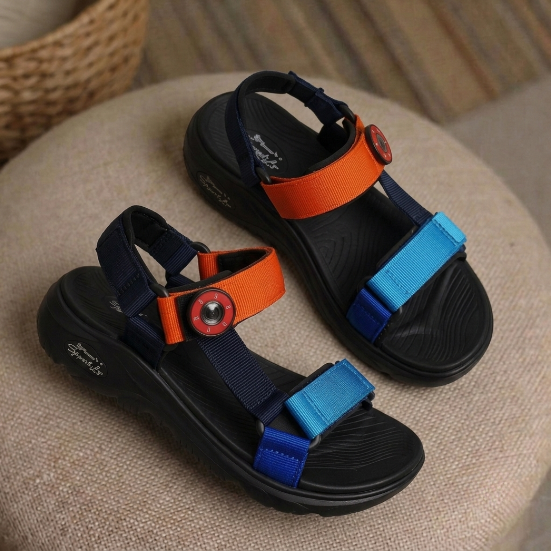 Boys Color Block Adjustable Sports Sandals – Lightweight Outdoor & Casual Comfort Sandals