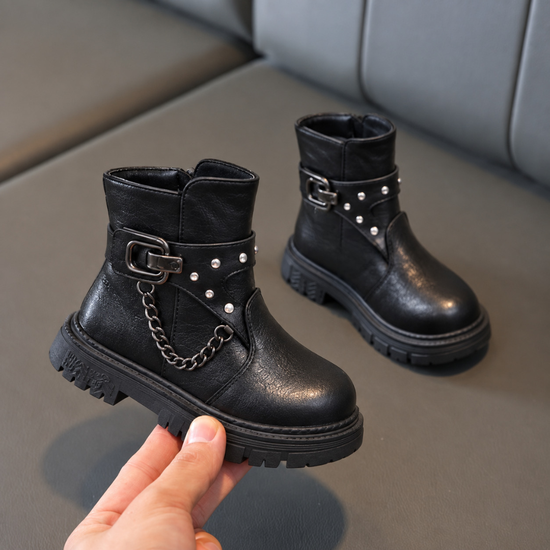 Bottes cheville à boucle et à chaîne pour filles