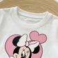 Ensemble d'été Minnie Mouse pour filles – T-shirt graphique et short en jean rose