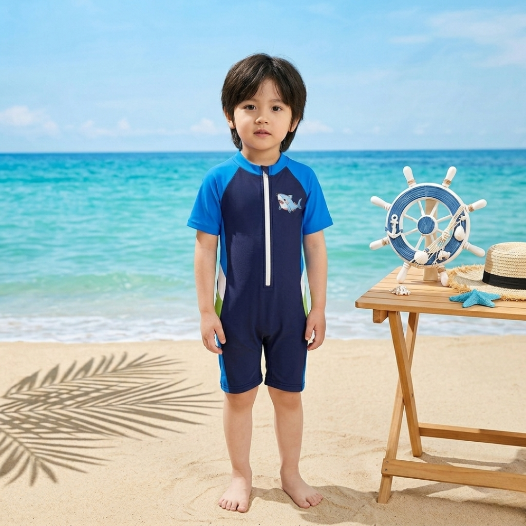Kids Shark Swim Suit – One-Piece UV Protection Swimwear