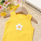 Sunny Daisy Girls Set – Sleeveless Top & Floral Denim Pants